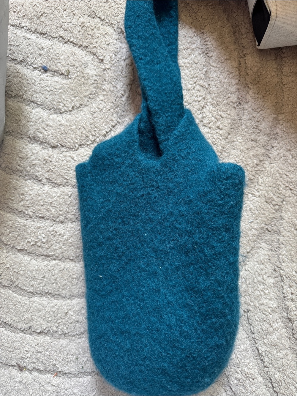 Teal Felted Handbag with Top Handle